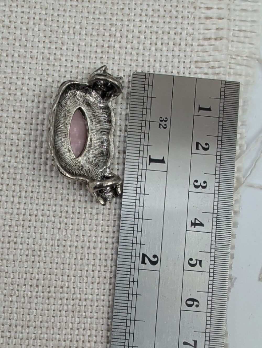 Vintage Silver Tone Pink Cat's Eye Pendant & Earring Set Demi Parure - Picture 9 of 17